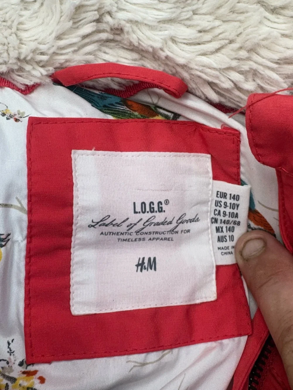 H&M Coral Quilted Sleeveless Puffer Vest with Faux Shearling Trim